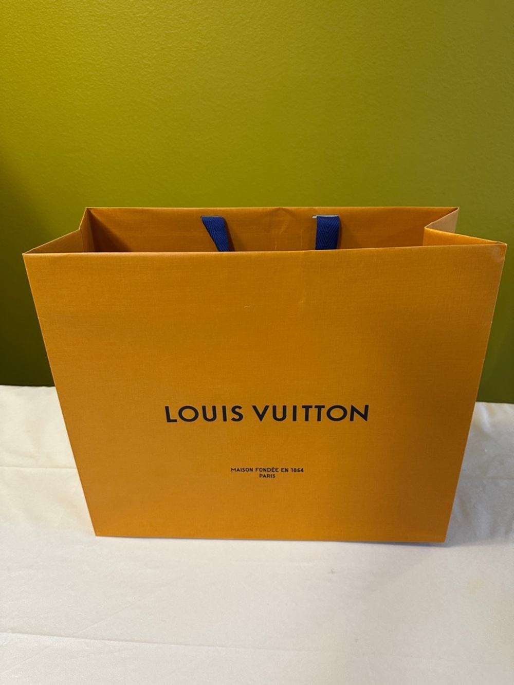 Louis Vuitton Orange Paper Bag with Blue Handles